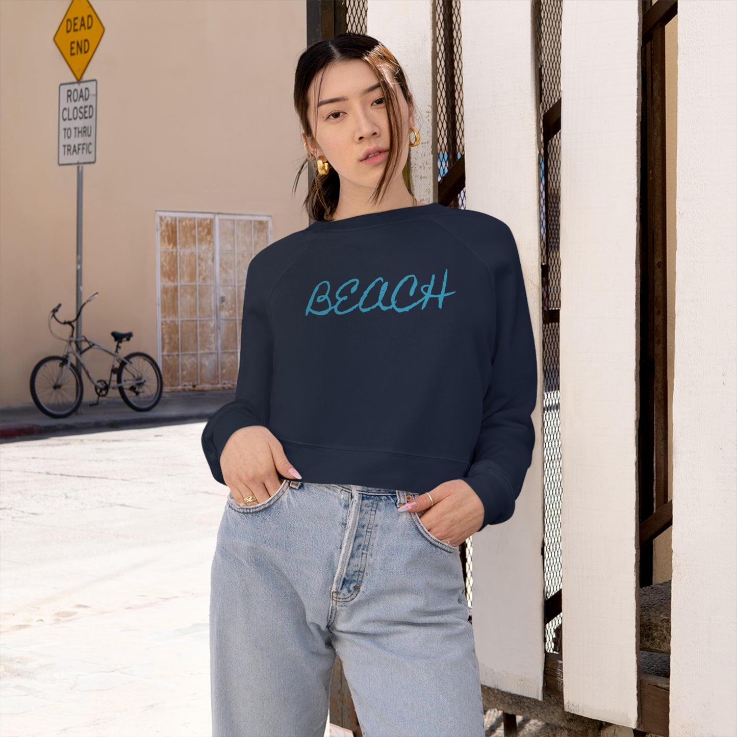 Beach - Women's Cropped Fleece Pullover